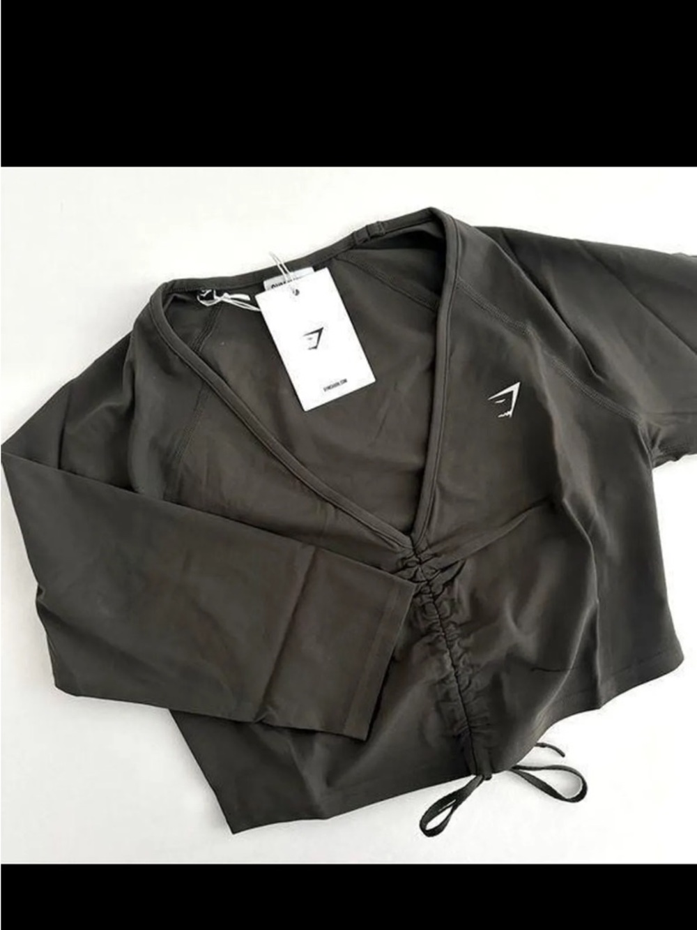 Gymshark Black V-Neck Drawstring Crop Top